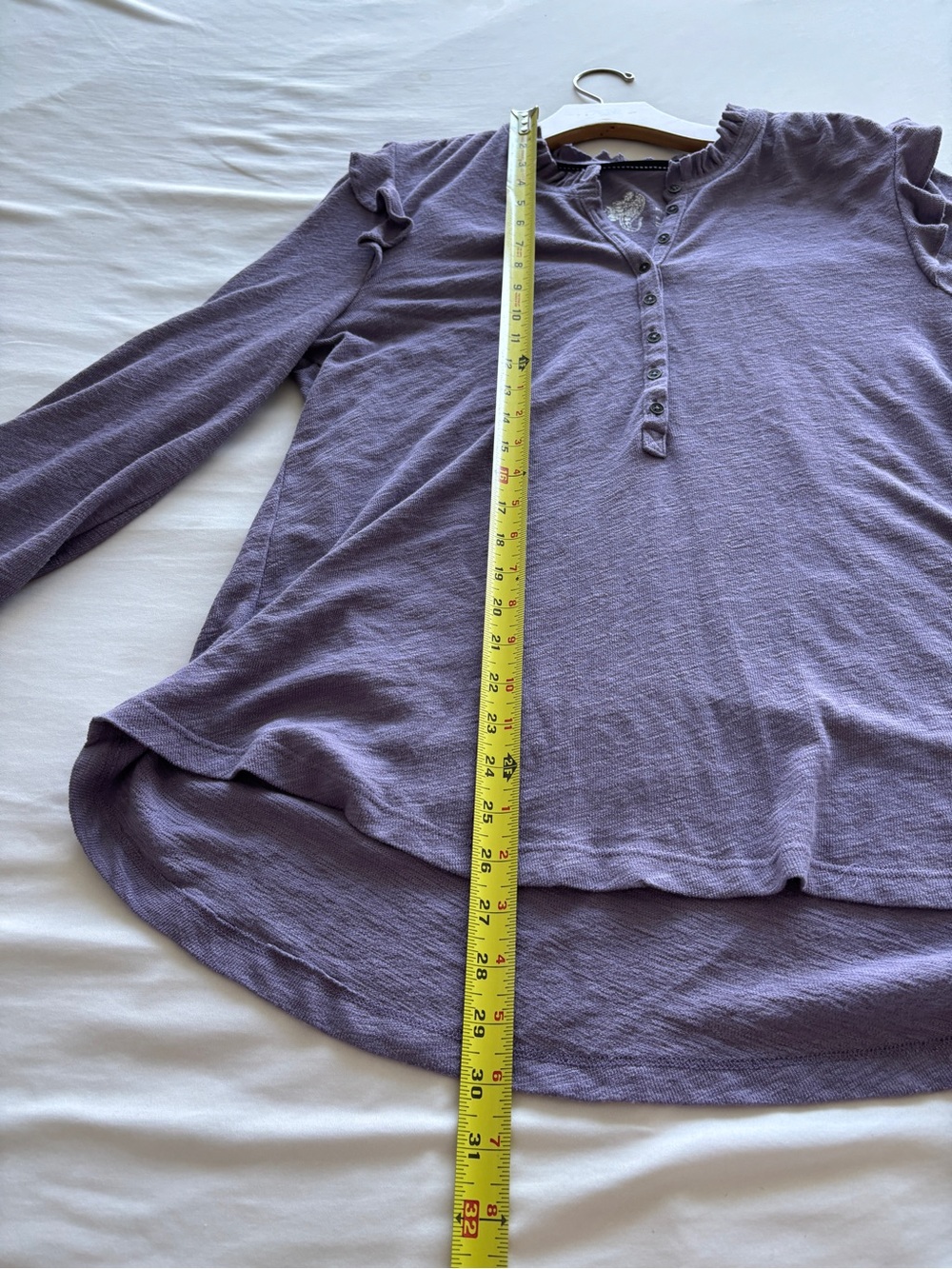 Pilcro (Anthropologie) Ruffle Henley Top Purple Gray - Size XL - NWT - Picture 9 of 10